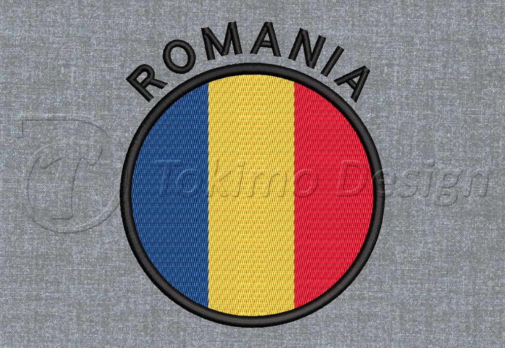 Cyrcle flag - Romania - Machine embroidery design pattern – 3 sizes