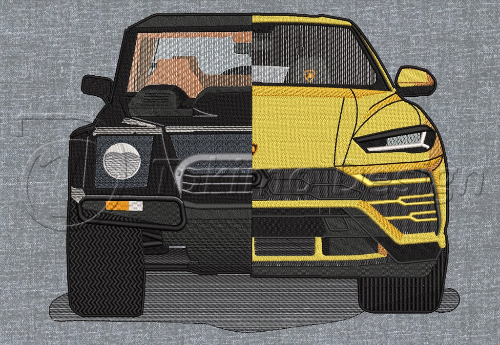 Lamborghini Urus car evolution - Machine embroidery pattern – 4 sizes