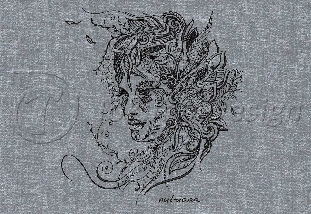 Floral women head - nutriaaa®﻿ - Embroidery pattern - DST only