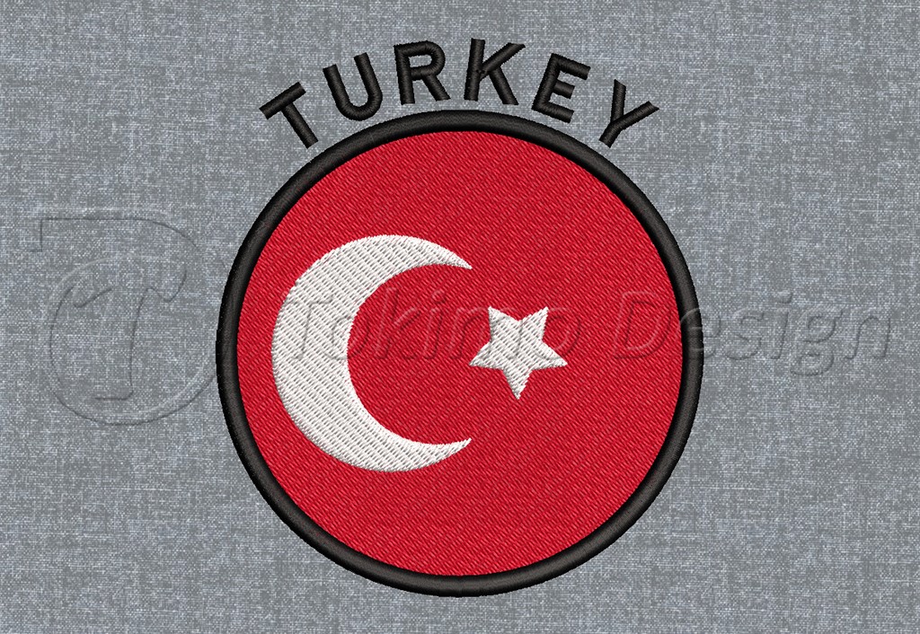 Cyrcle flag - Turkey - Machine embroidery design pattern – 3 sizes