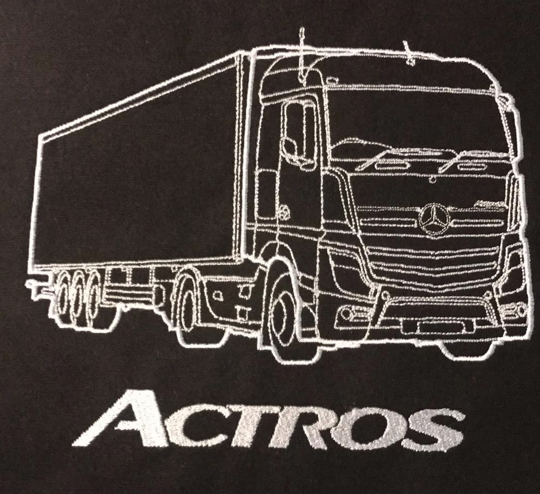 mercedes lorry stitched out