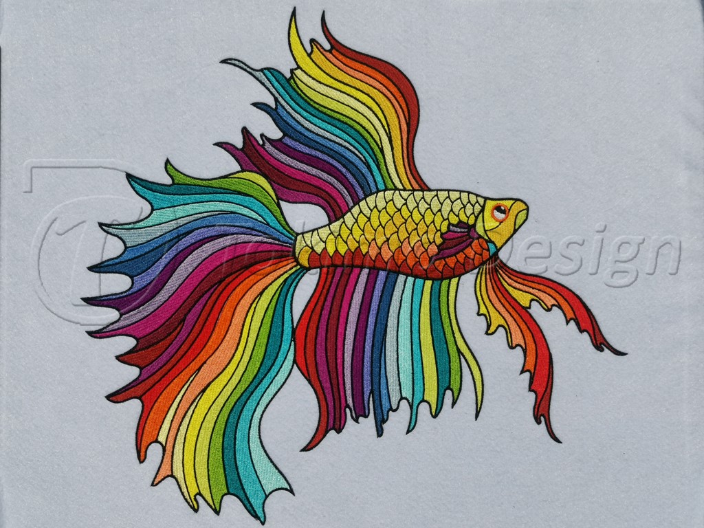 Cockerel fish - embroidered artwork