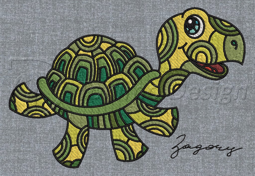 Cartoon Turtle - ZAGORY® - Machine embroidery pattern - DST only