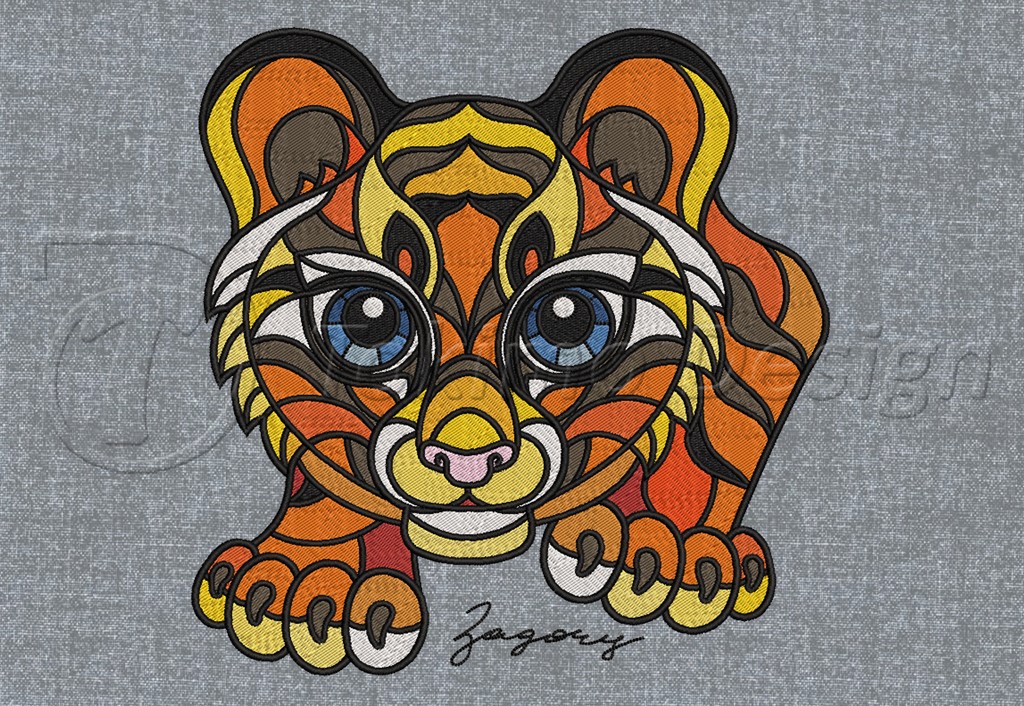 Baby Tiger - ZAGORY® - Machine embroidery pattern - DST only