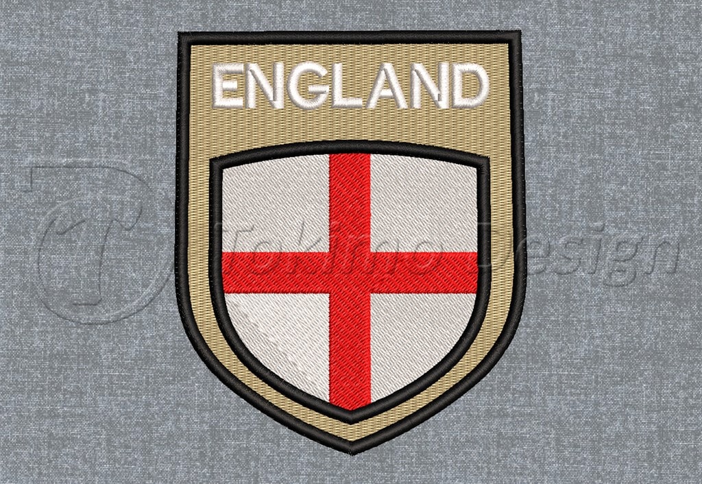 Shield flag - England - Machine embroidery design pattern – 3 sizes
