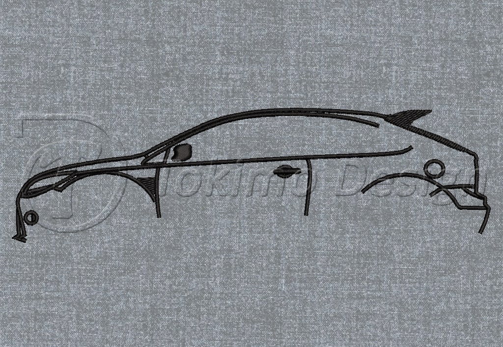 Ford Focus car outline 2 - Machine embroidery design pattern - 4 sizes