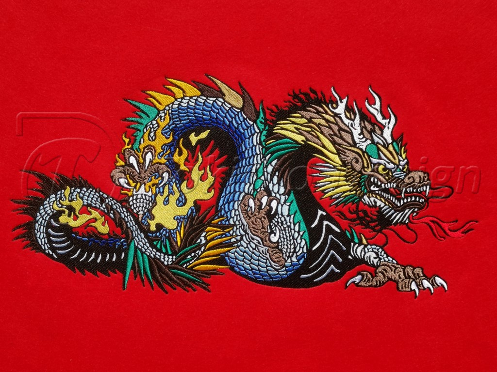 China dragon - traditional chines dragon - embroidered artwork
