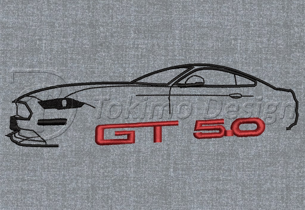 Mustang GT 2020 outline - Machine embroidery pattern - 4 sizes
