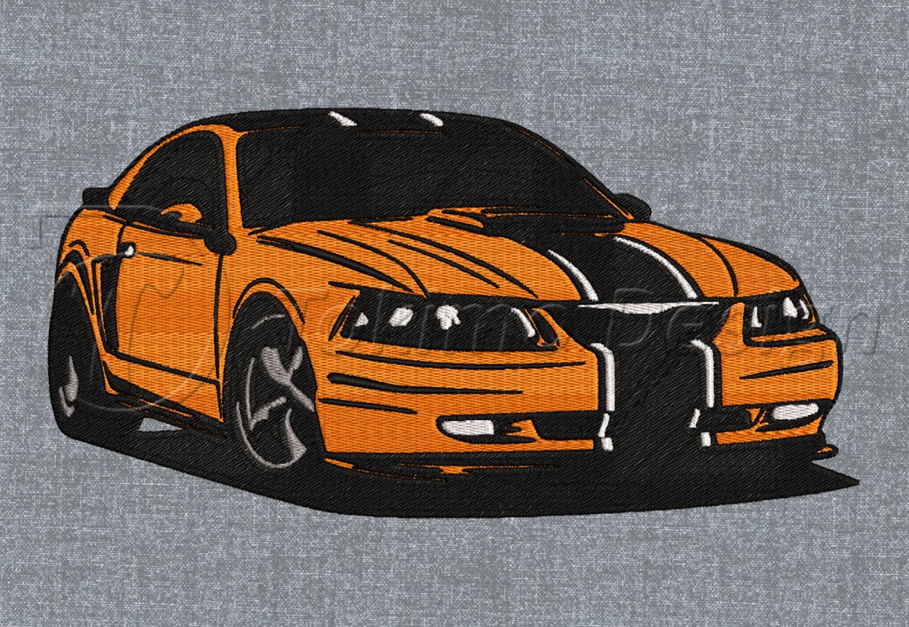 Ford Mustang car #2 - Machine embroidery design pattern – 4 sizes