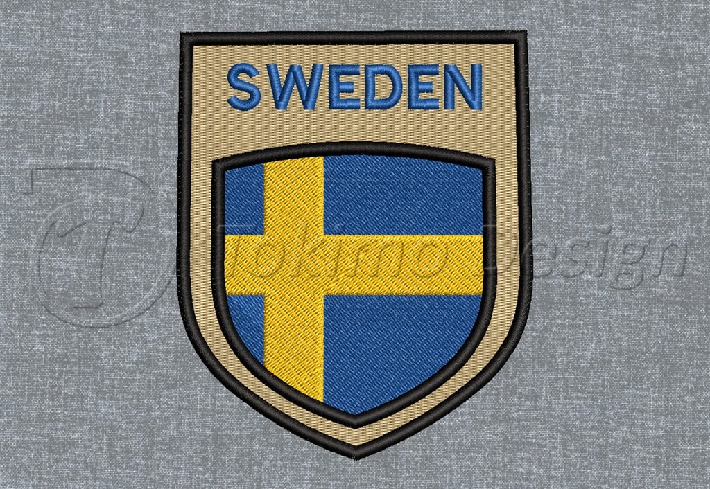 Shield flag - Sweden - Machine embroidery design pattern – 3 sizes