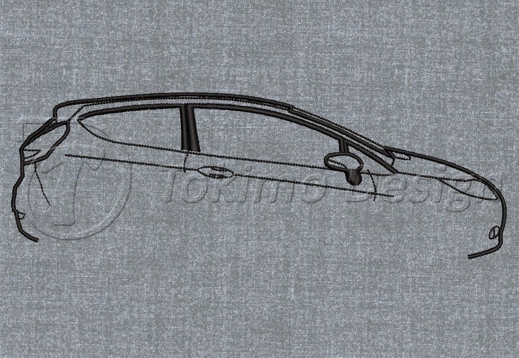 Ford Fiesta MK7 outline - Machine embroidery pattern - 4 sizes
