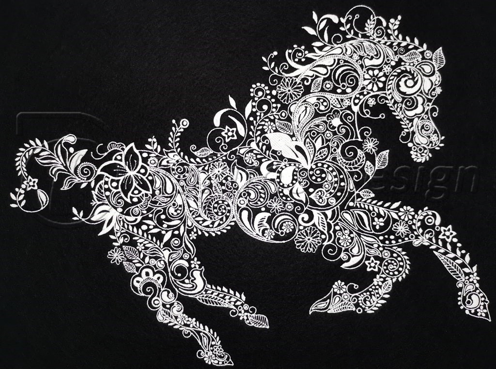 flower horse grow in dark white