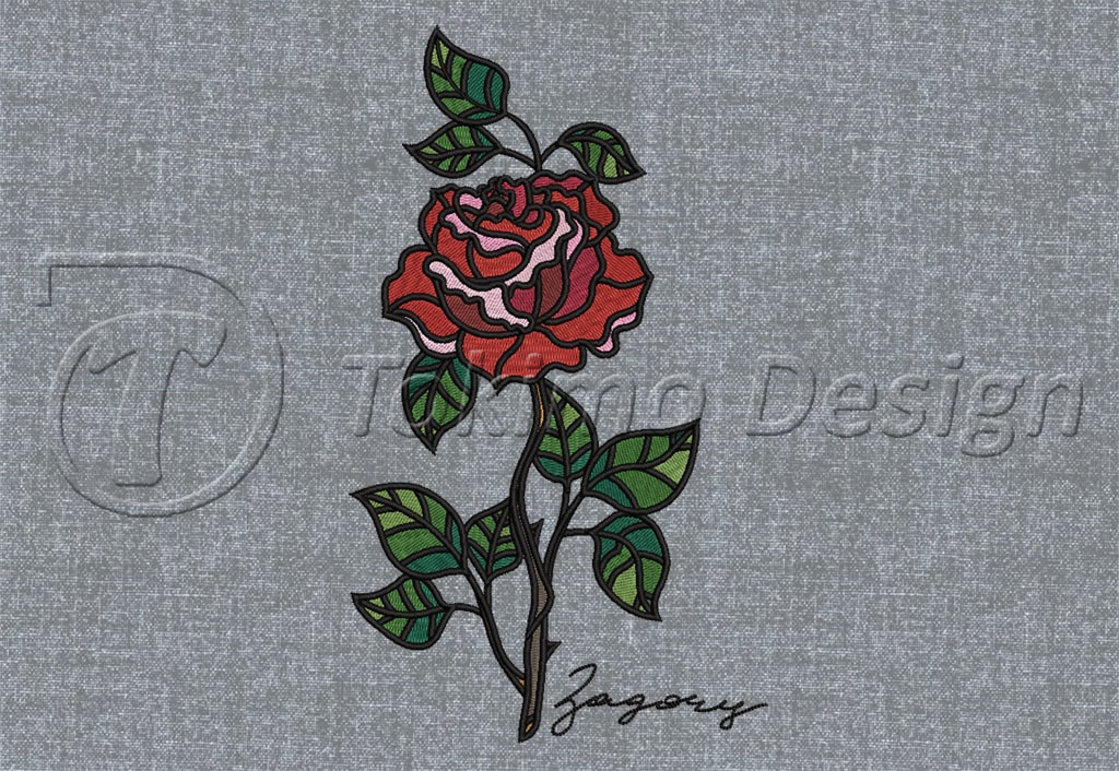 Rose - ZAGORY® - Machine embroidery pattern - DST only