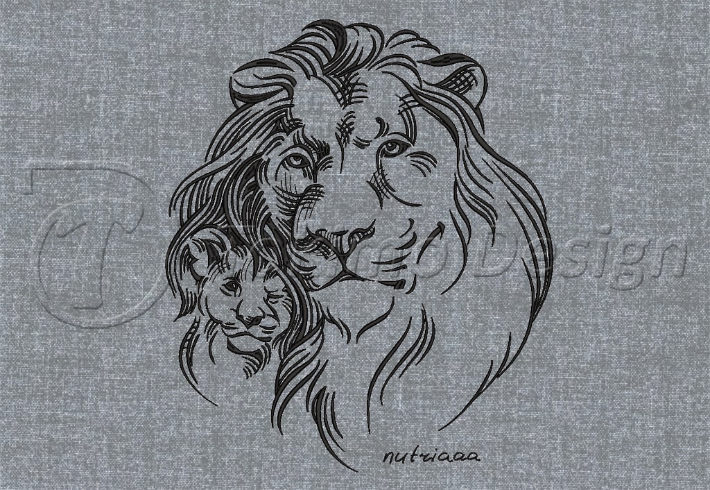Lion with the young lion - nutriaaa®﻿ - Embroidery pattern-DST only