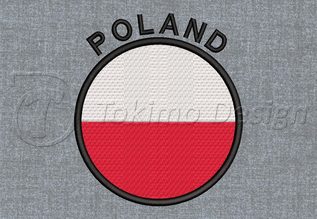 Cyrcle flag - Poland - Machine embroidery design pattern – 3 sizes