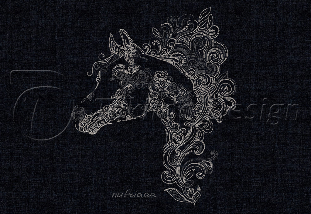 Floral horse head 2 - nutriaaa® - Embroidery design pattern – 3 sizes