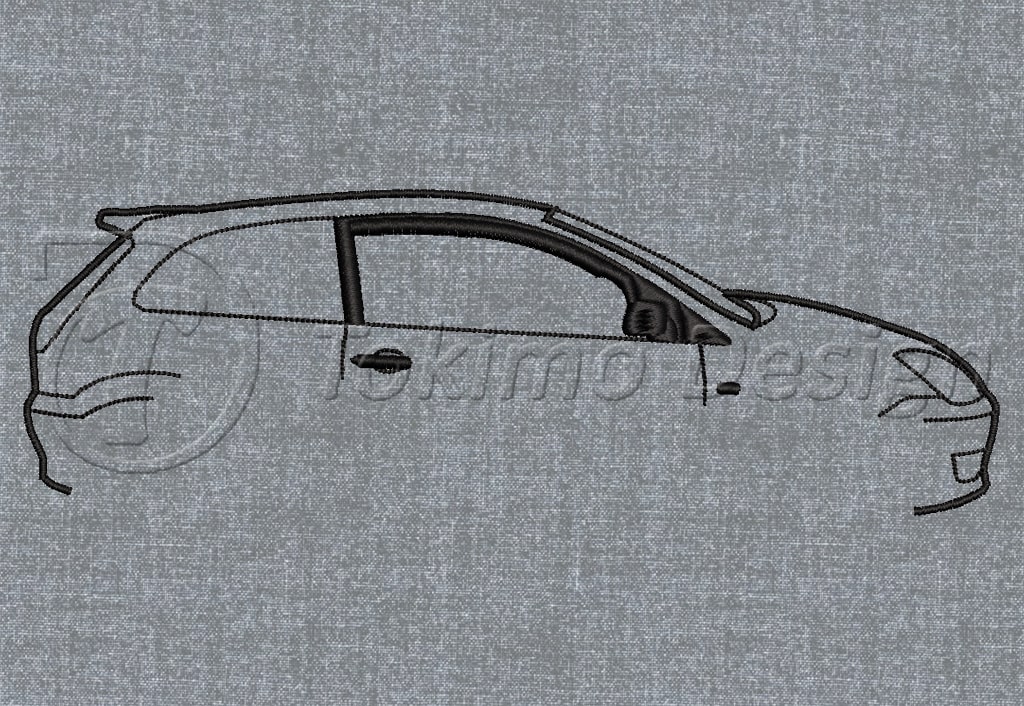 Ford Fiesta MK6 outline - Machine embroidery pattern - 4 sizes