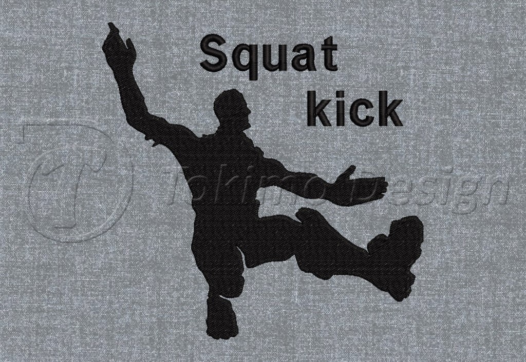 Squat kick – Machine embroidery design pattern – 3 sizes